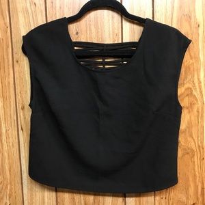 Criss Cross Back Black Dressy Express Crop Top